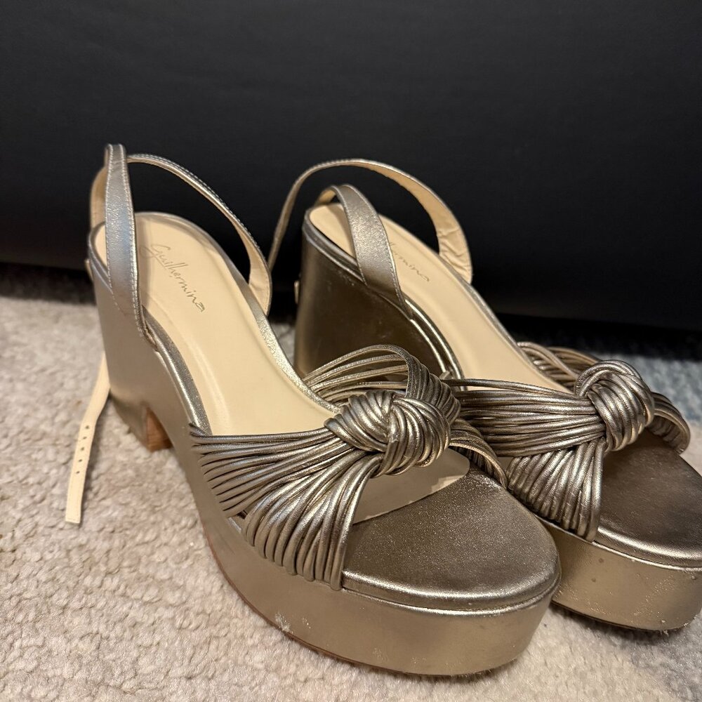 Schutz x Anthropologie Metallic Platform Heels – Size 10